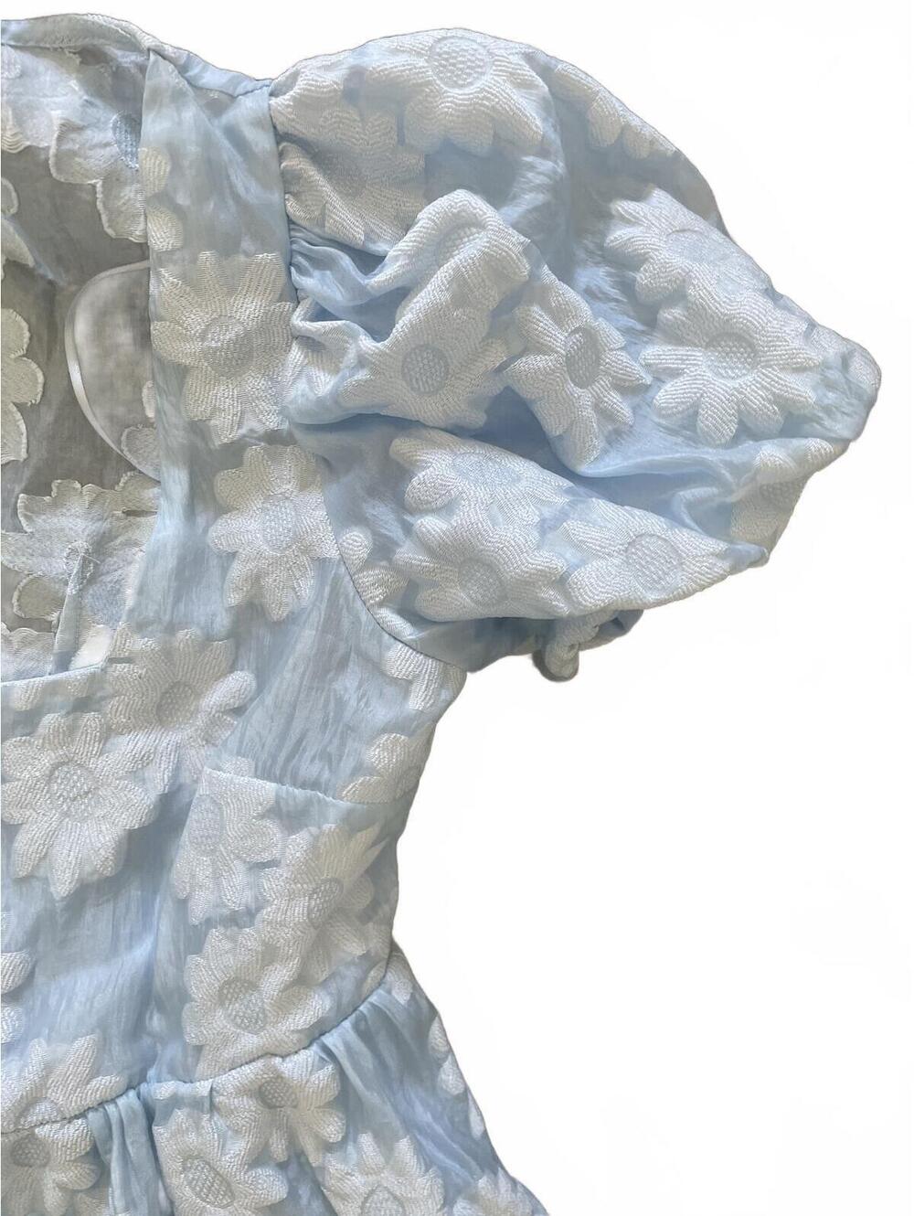 Topshop Puff Sleeve Floral Dress Women's 8 Sz Blue Romantic - Picture 4 of 9